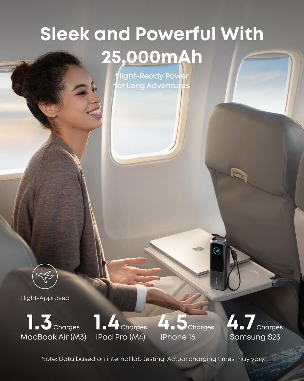 Anker Laptop Power Bank (25K, 165W, Built-In and Retractable Cables) | Customizable